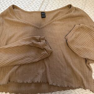 SHEIN Women's Tan Ribbed Top size small